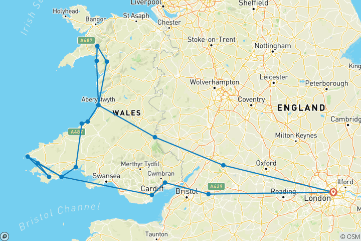 Map of Discover Wales 5-Day Small-Group Tour from London