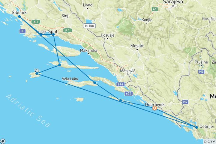 Map of Family Club - Croatia and Montenegro (port-to-port cruise)