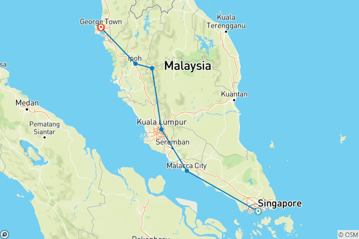 Kaart van Het beste van Singapore & Maleisië - 12 dagen