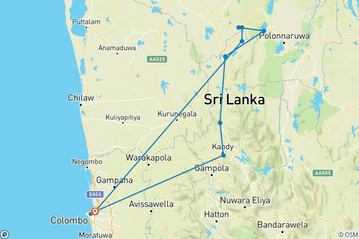 Mapa de Experiencia en Sri Lanka 5D/4N