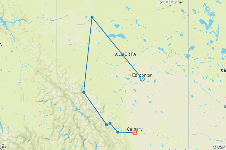 Kaart van De Canadese Rockies & het noorderlicht