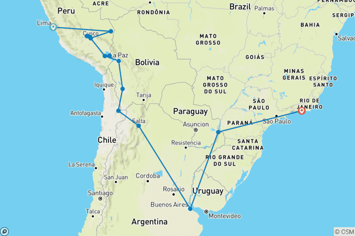 Map of Epic South America (17 destinations)