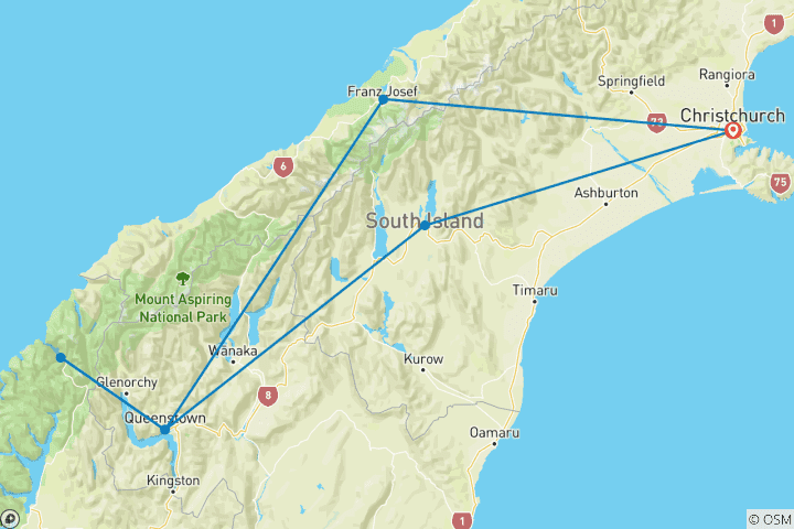 Carte du circuit Voyageur du Sud