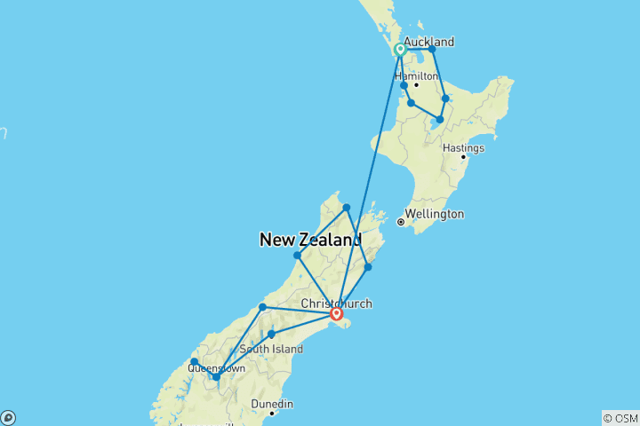 Map of New Zealand Discovery Tour