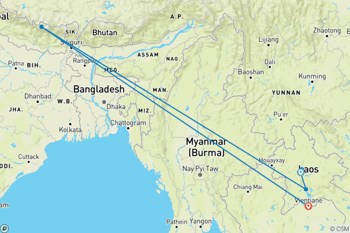 Mapa de Laos de un vistazo