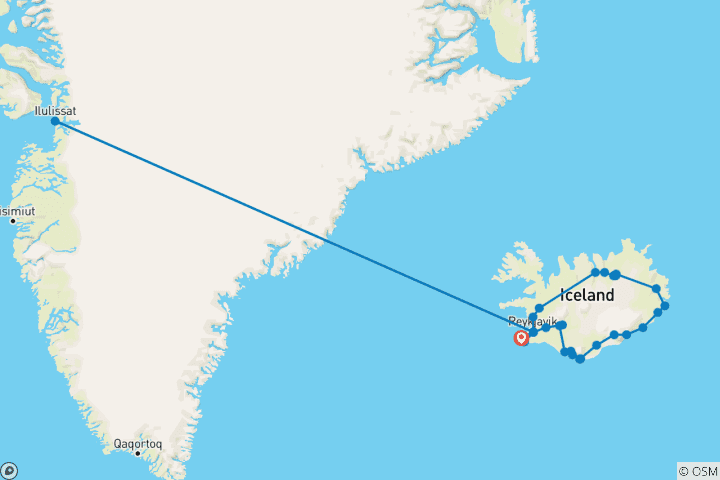 Map of Iceland & Greenland Discovery - 15 Days