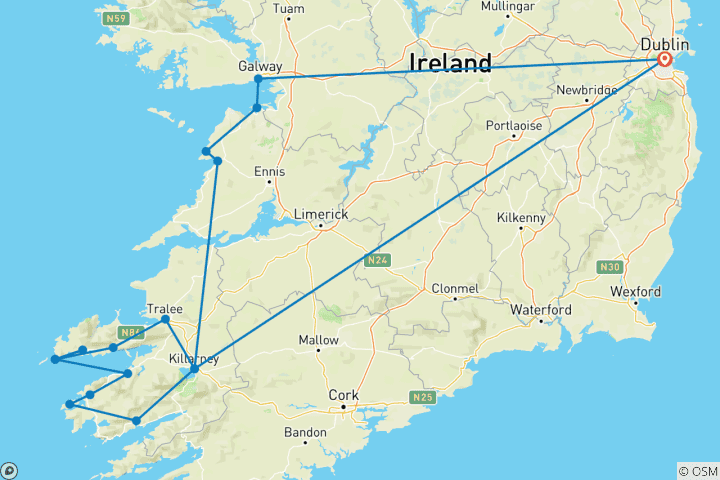 Map of The Celtic Voyage - Multi-Day - Small Group Tour of Ireland
