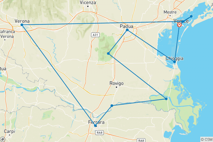 Mapa de Club Familiar: Venecia y su Laguna - crucero puerto a puerto