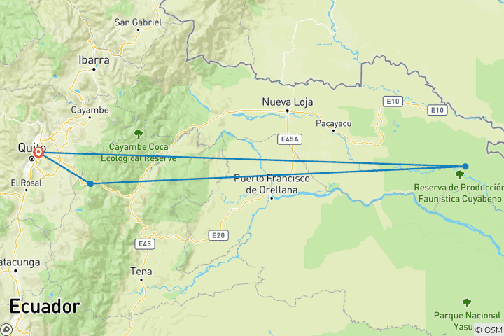 Karte von 5-tägiges Amazonas Cuyabeno & Papallacta Abenteuer