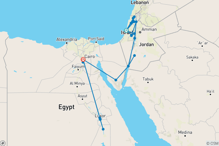 Carte du circuit Circuit méditerranéen en Israël, Jordanie et Égypte 17 jours
