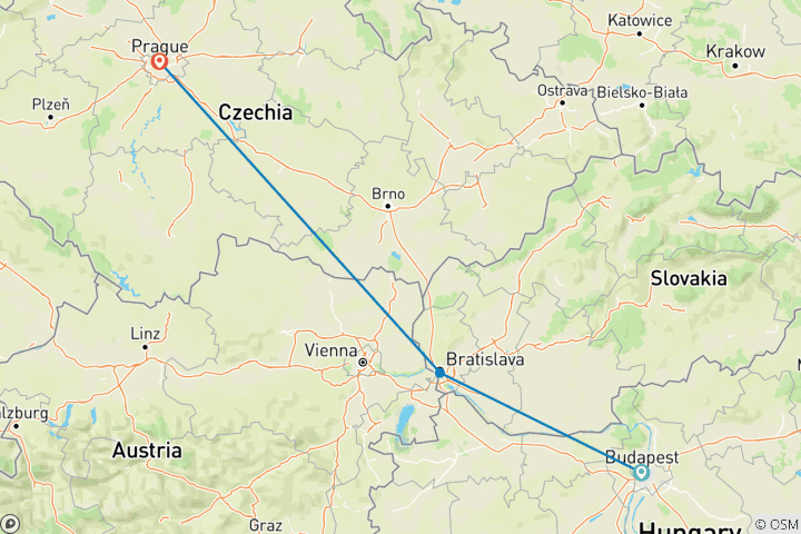 Carte du circuit Capitales de l'Est