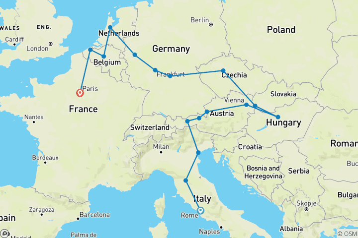 Carte du circuit Délices européens (including Kitzbühel)