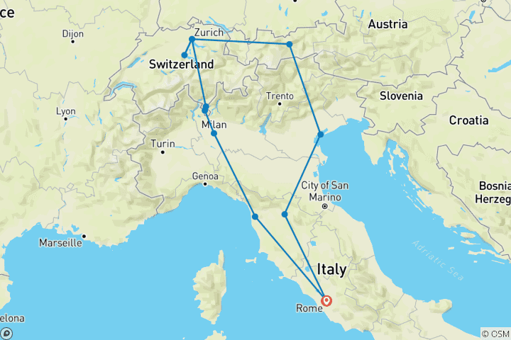 Carte du circuit Italie et Suisse ROT