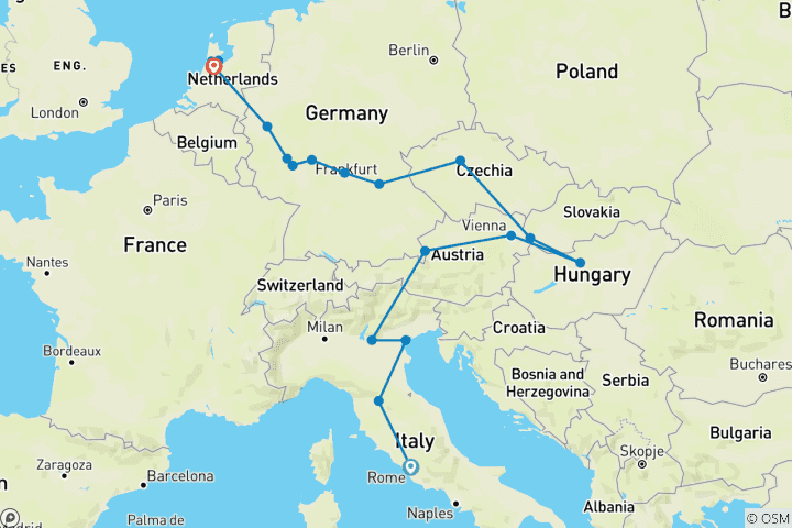 Carte du circuit La Dolce Adventure (21 destinations)