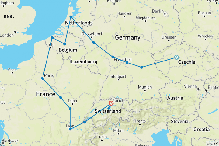 Kaart van Geheimen in wit en groen (16 bestemmingen)