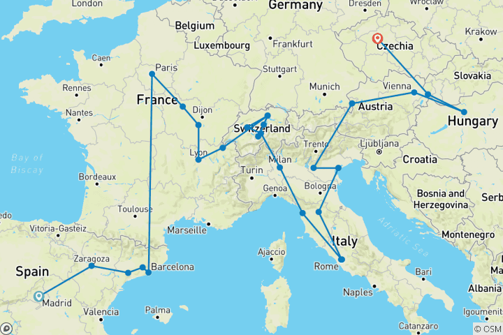 Map of The Big Four (29 destinations)