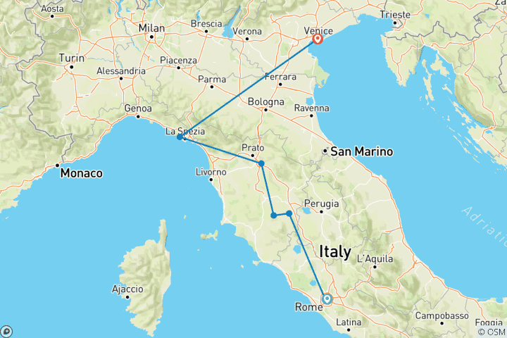 Carte du circuit Italie absolue - Circuit en petit groupe