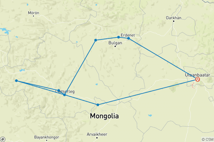 Map of Cycling in Mongolia - Naadam Festival