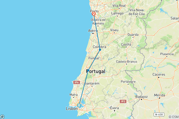 Carte du circuit Les points forts du Portugal