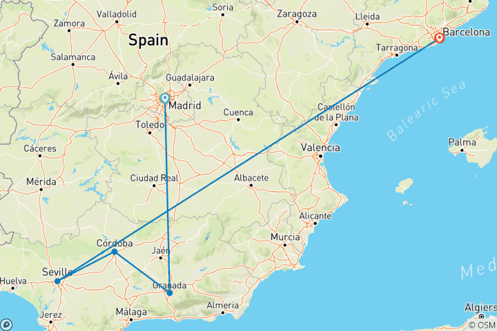 Carte du circuit Le meilleur du sud de l'Espagne