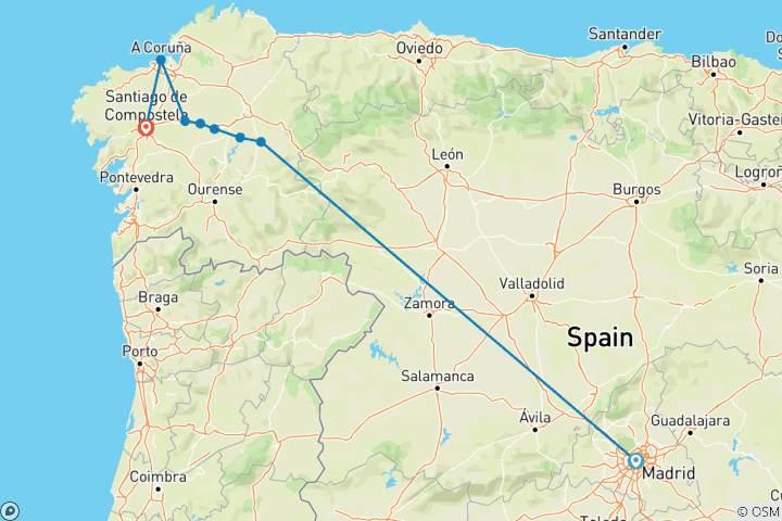 Mapa de Camino de Santiago incluido