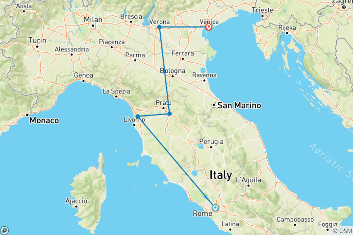 Carte du circuit Rome, Florence et Venise