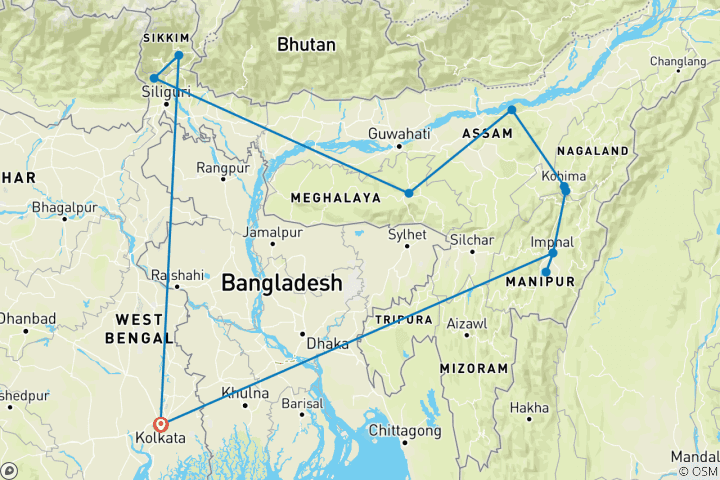 Map of India Expedition: Sikkim, Assam & Nagaland