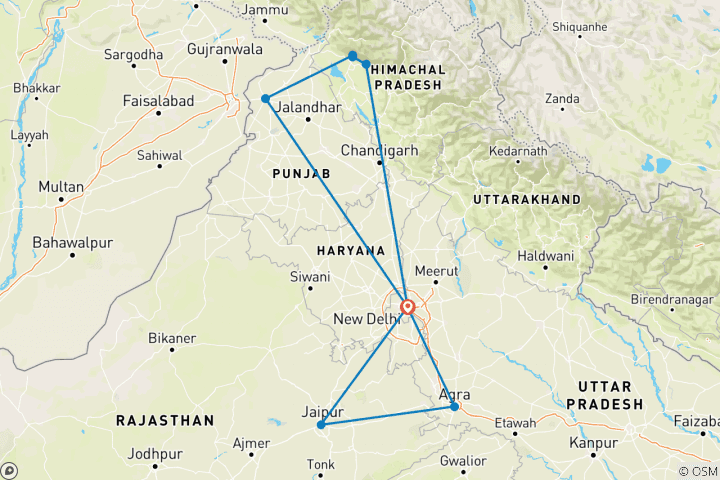 Map of India Volunteer Adventure