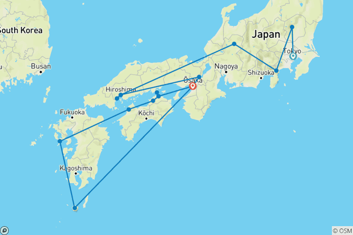 Mapa de Lo último en Japón (17 destinations)