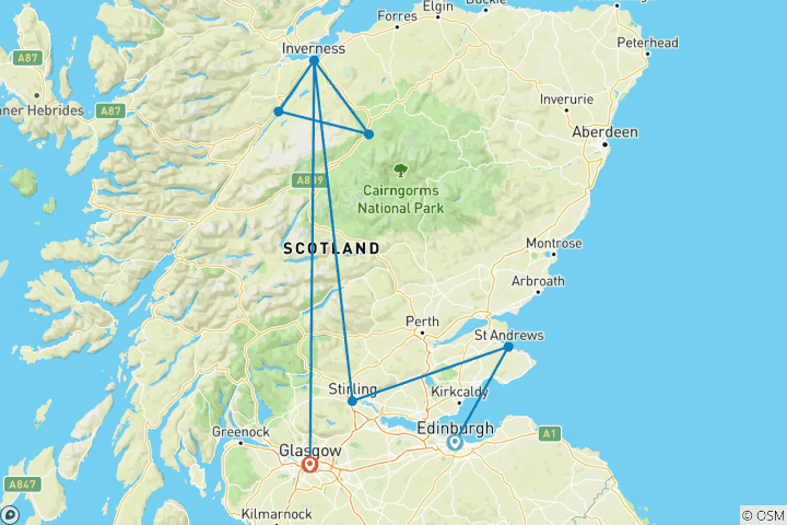 Map of Scotland in a Week (Classic, Winter, 6 Days)