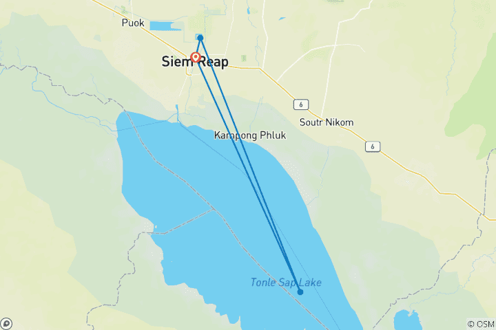 Map of 3 Days Angkor Thom & Tonle Sap Lake Tour