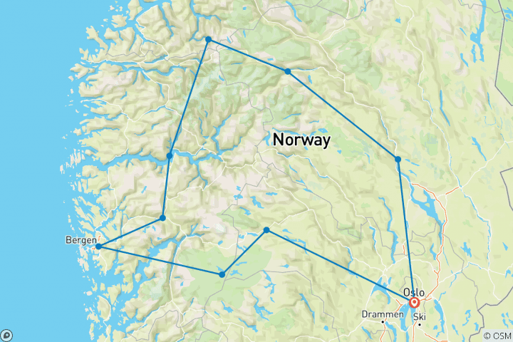 Carte du circuit Le meilleur de la Norvège - 9 jours