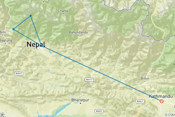 Carte du circuit Ghorepani Poon Hill Trek