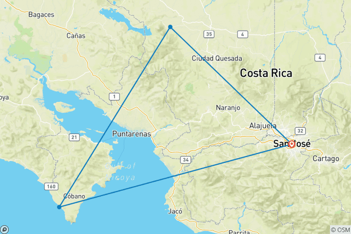 Map of Costa Rica: Ocean Waves & Sunsets