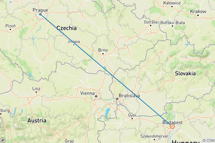 Carte du circuit Prague et Budapest