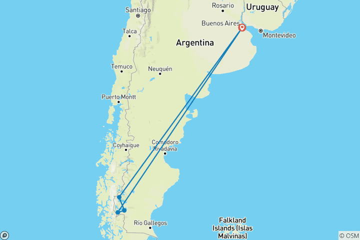 Map of Highlights of Patagonia