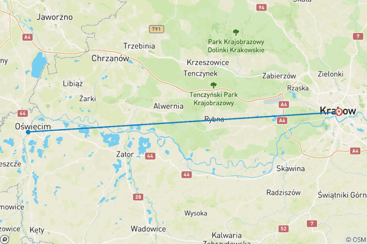 Map of Krakow & Auschwitz