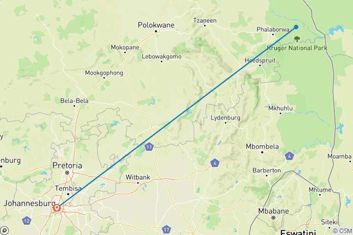 Map of The Kruger Big-5 - Accommodated 2025