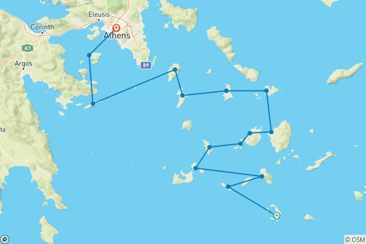 Carte du circuit Naviguer en Grèce - De Santorin à Athènes