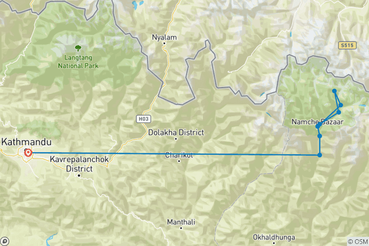 Carte du circuit Trek du camp de base de l'Everest pour les seniors