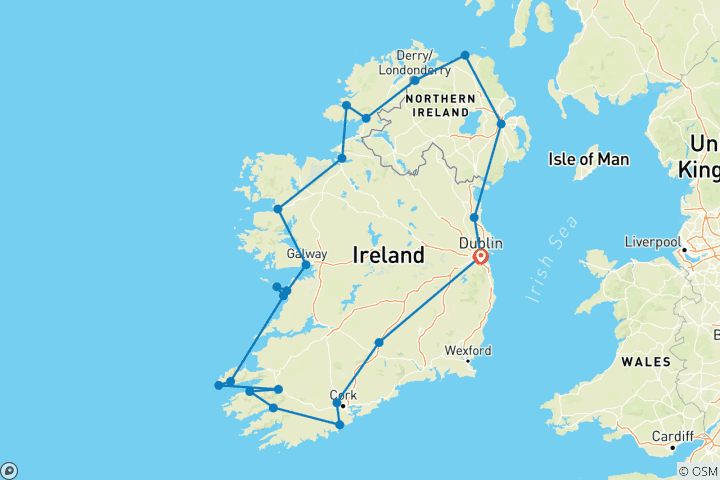 Carte du circuit Circuit en petit groupe de 10 jours en Irlande