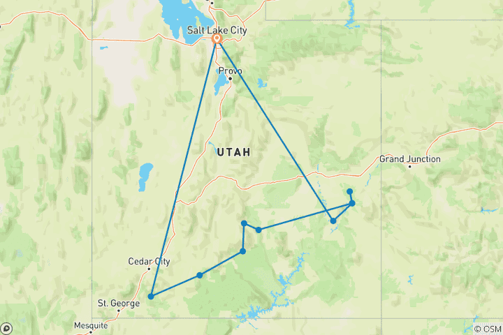 Map of Mighty 5 From Salt Lake City