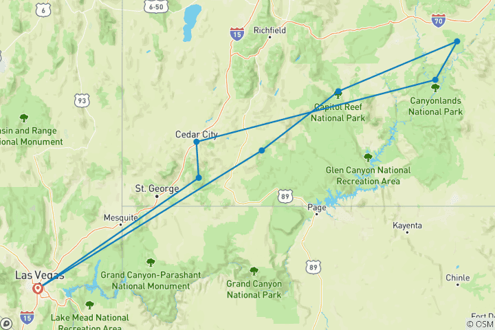 Map of Mighty 5 From Las Vegas