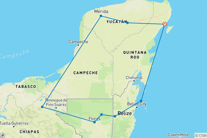 Carte du circuit Découverte des Mayas