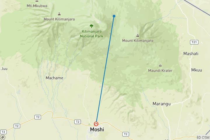 Map of Mt Kilimanjaro Trek - Rongai Route