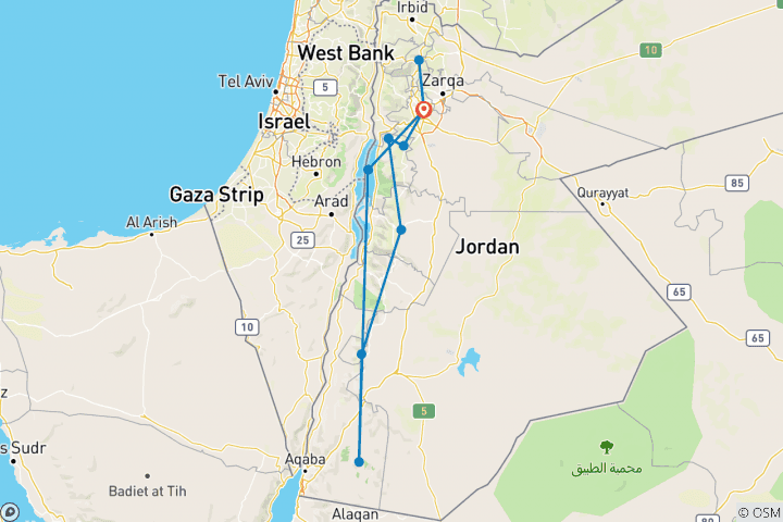 Map of A Week in Jordan