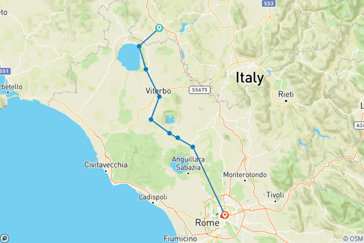 Map of Via Francigena: Orvieto to Rome