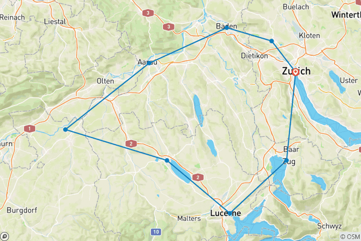 Carte du circuit Cycle du chocolat suisse