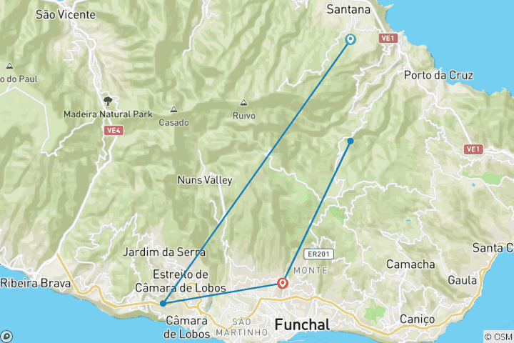 Carte du circuit Promenade des merveilles de Madère