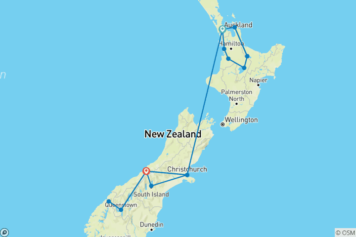Kaart van Verken Nieuw-Zeeland